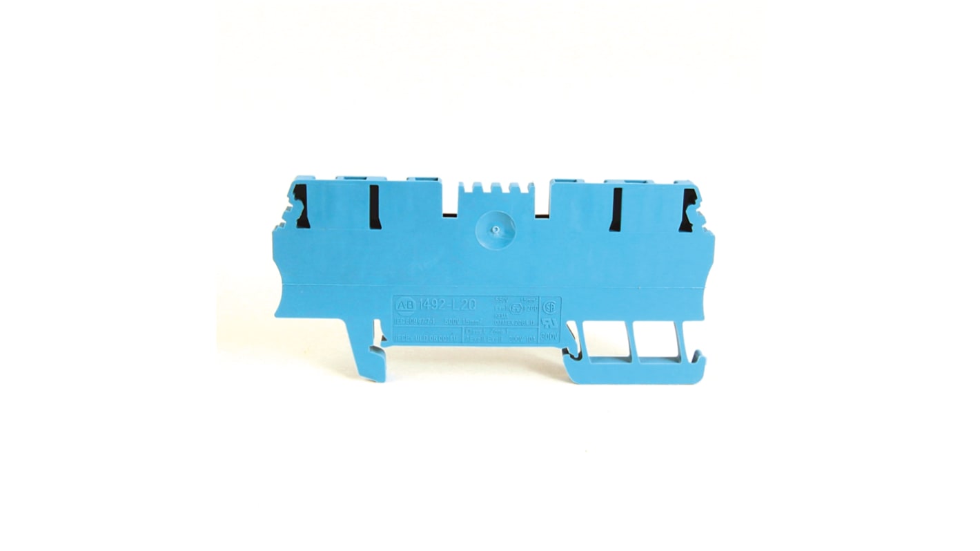 Bloc de jonction rail DIN Rockwell Automation 1492, 1.5mm², Fixation à ressort, Bleu