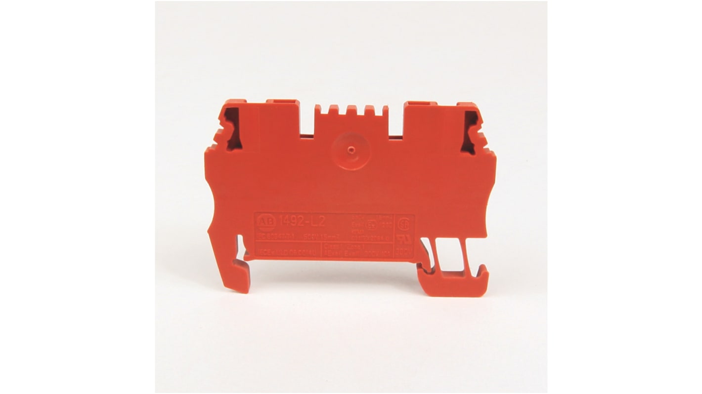 Rockwell Automation 1492 Series Red DIN Rail Terminal Block, 1.5mm², Spring Clamp Termination, ATEX, IECEx