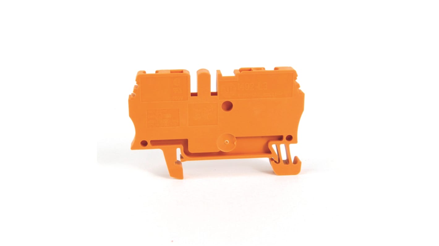 Bloc de jonction rail DIN Rockwell Automation 1492, 2.5mm², Fixation à ressort, Orange