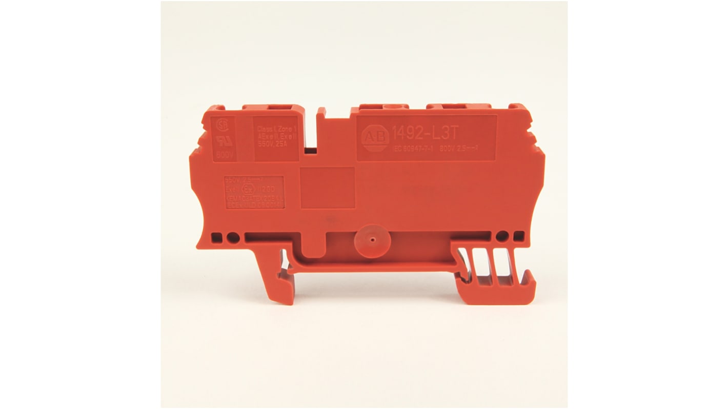 Morsettiera per guida DIN Rockwell Automation, Rosso, , 27A