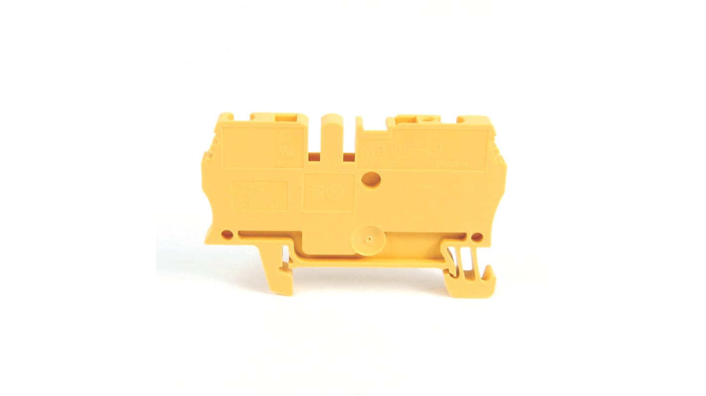 Bloc de jonction rail DIN Rockwell Automation 1492, 2.5mm², Fixation à ressort, Jaune