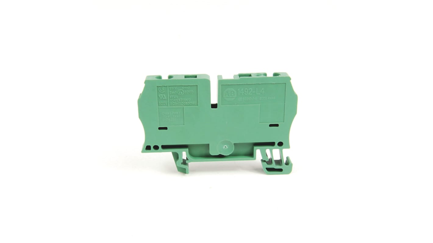 Rockwell Automation 1492 Series Grey DIN Rail Terminal Block, 4mm², Spring Clamp Termination, ATEX, IECEx