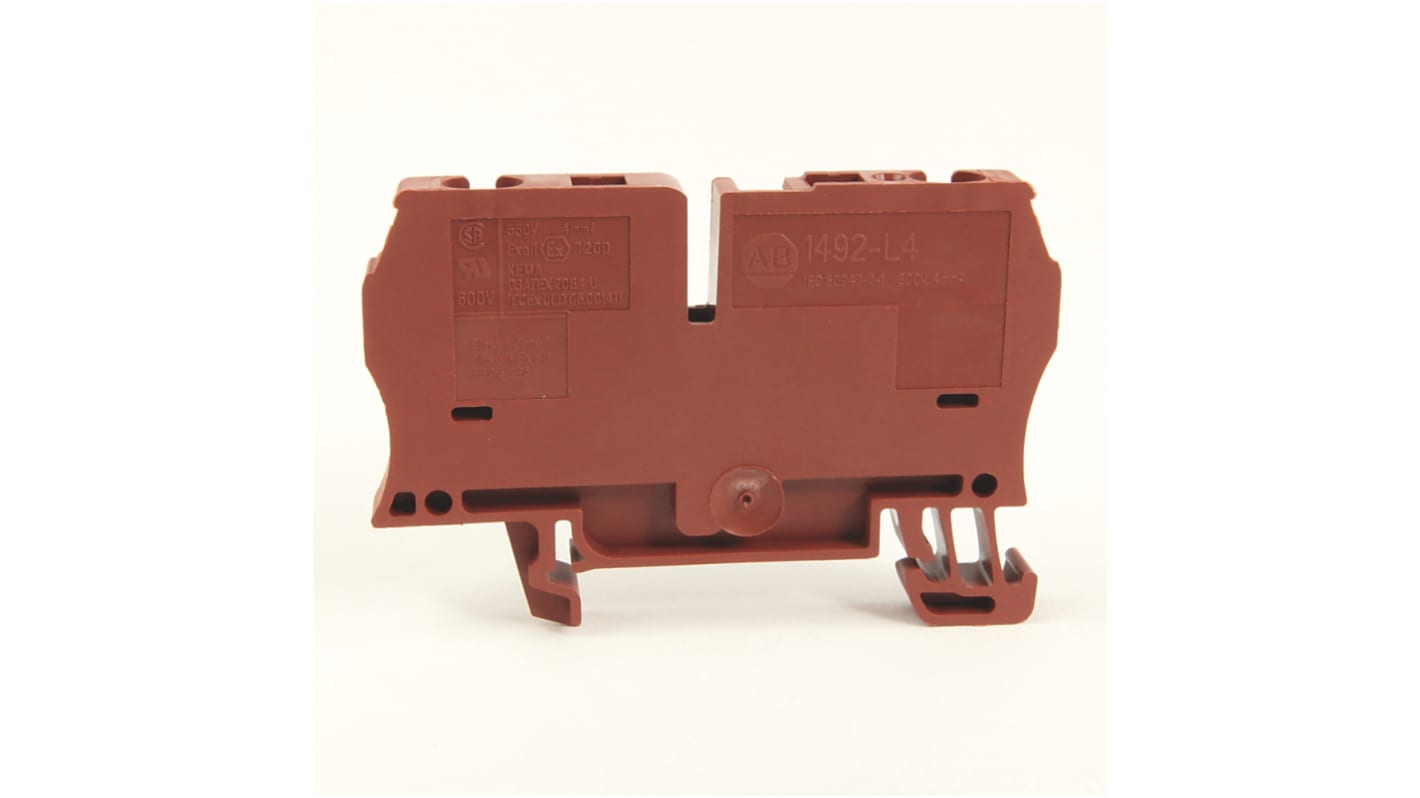 Rockwell Automation 1492 Series Brown DIN Rail Terminal Block, 4mm², Spring Clamp Termination, ATEX, IECEx