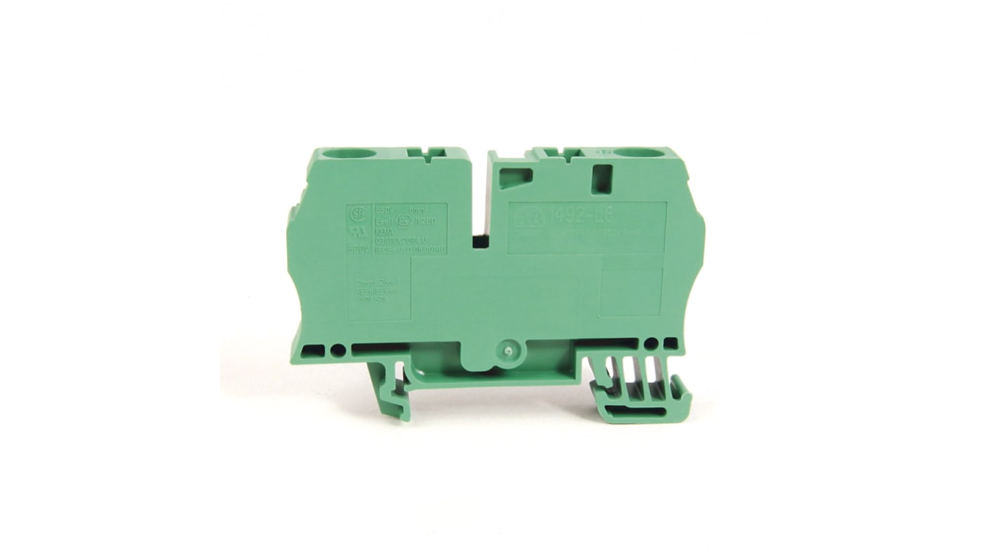 Morsettiera per guida DIN Rockwell Automation, Verde, , 50A