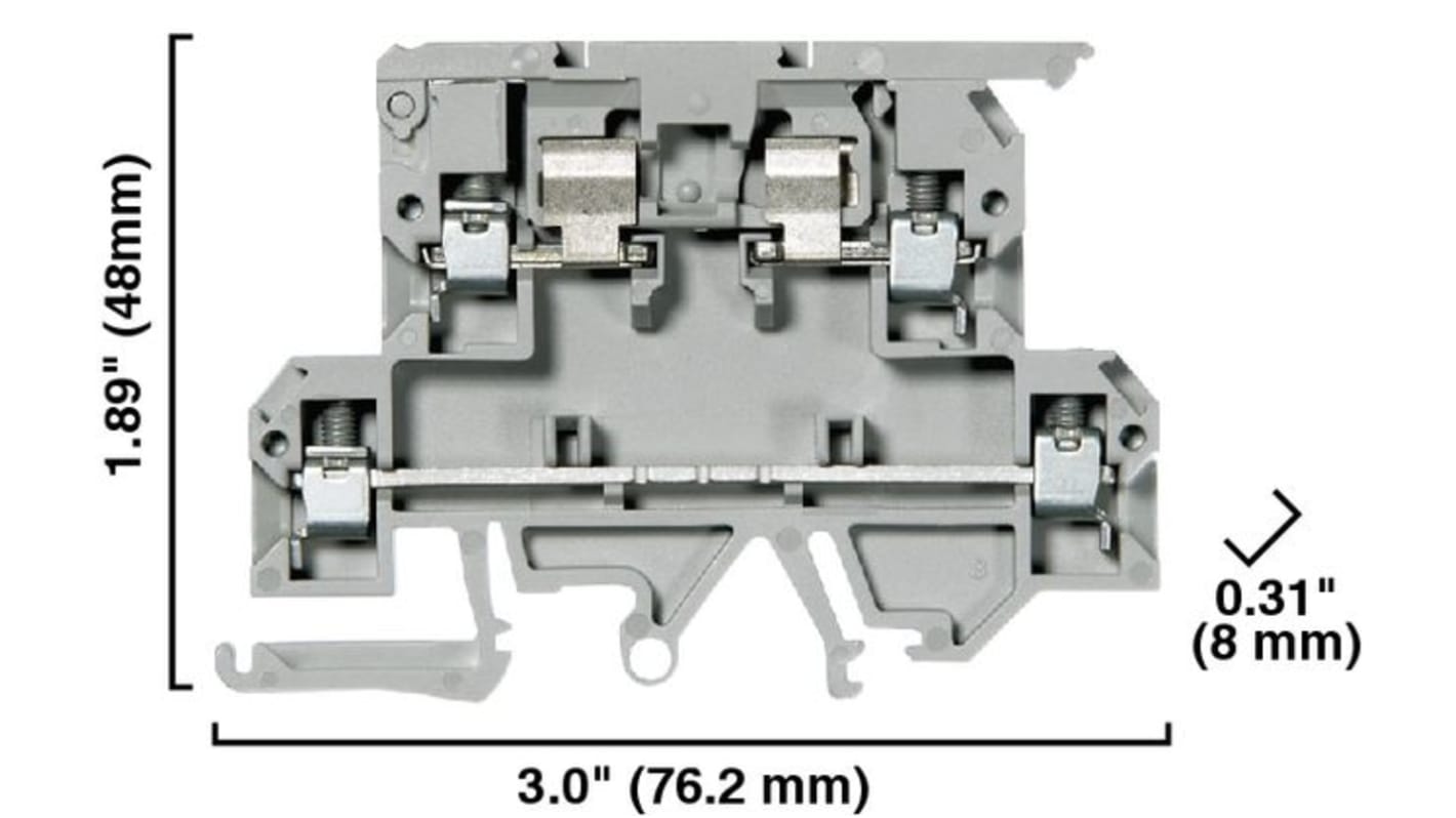 Terminal roscado Hembra Rockwell Automation 1492 de 4 vías, para cable de 22 → 12 AWG, 25A, 36 V, Sujeción y