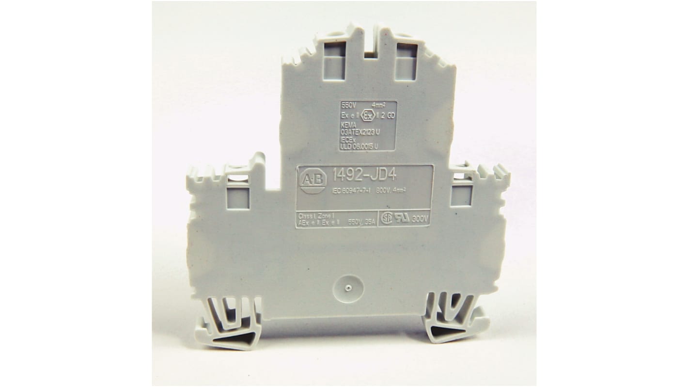 Terminal roscado Hembra Rockwell Automation 1492 de 4 vías, para cable de 22 → 12 AWG, 24A, 600 V, Sujeción y