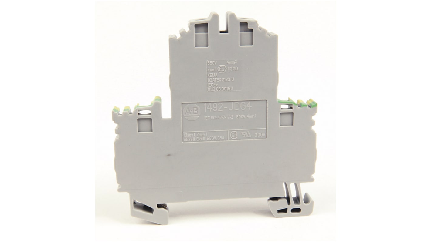 Terminal roscado Hembra Rockwell Automation 1492 de 4 vías, para cable de 26 → 10 AWG, 35A, 800 V, Sujeción y