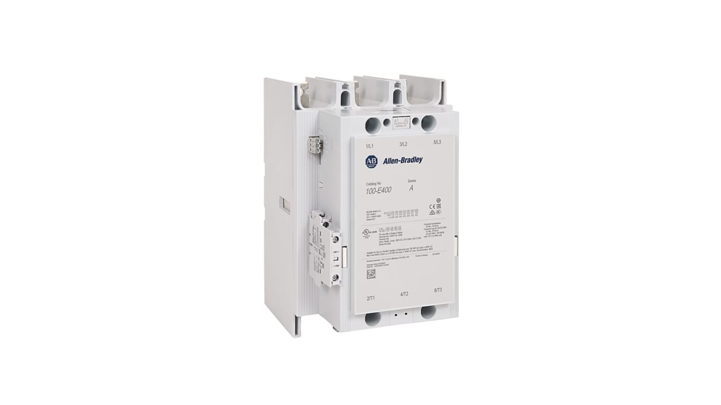 Contactor Rockwell Automation Allen-Bradley de 3 polos, 1NC + 1NA, 400 A, bobina 24 → 60 V ac/dc