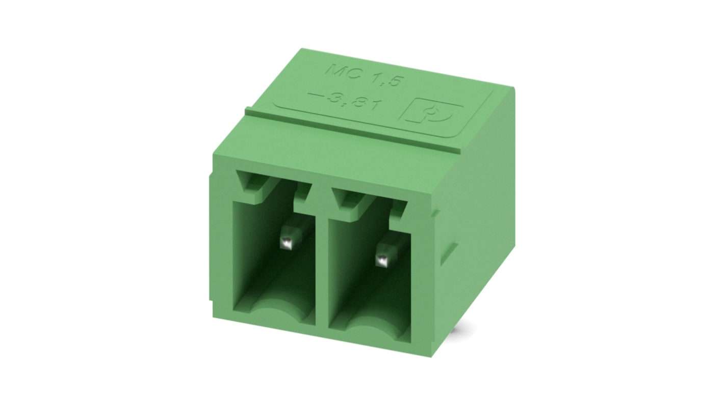 1803277 | Phoenix Contact 3.81mm Pitch 2 Way Right Angle Pluggable ...