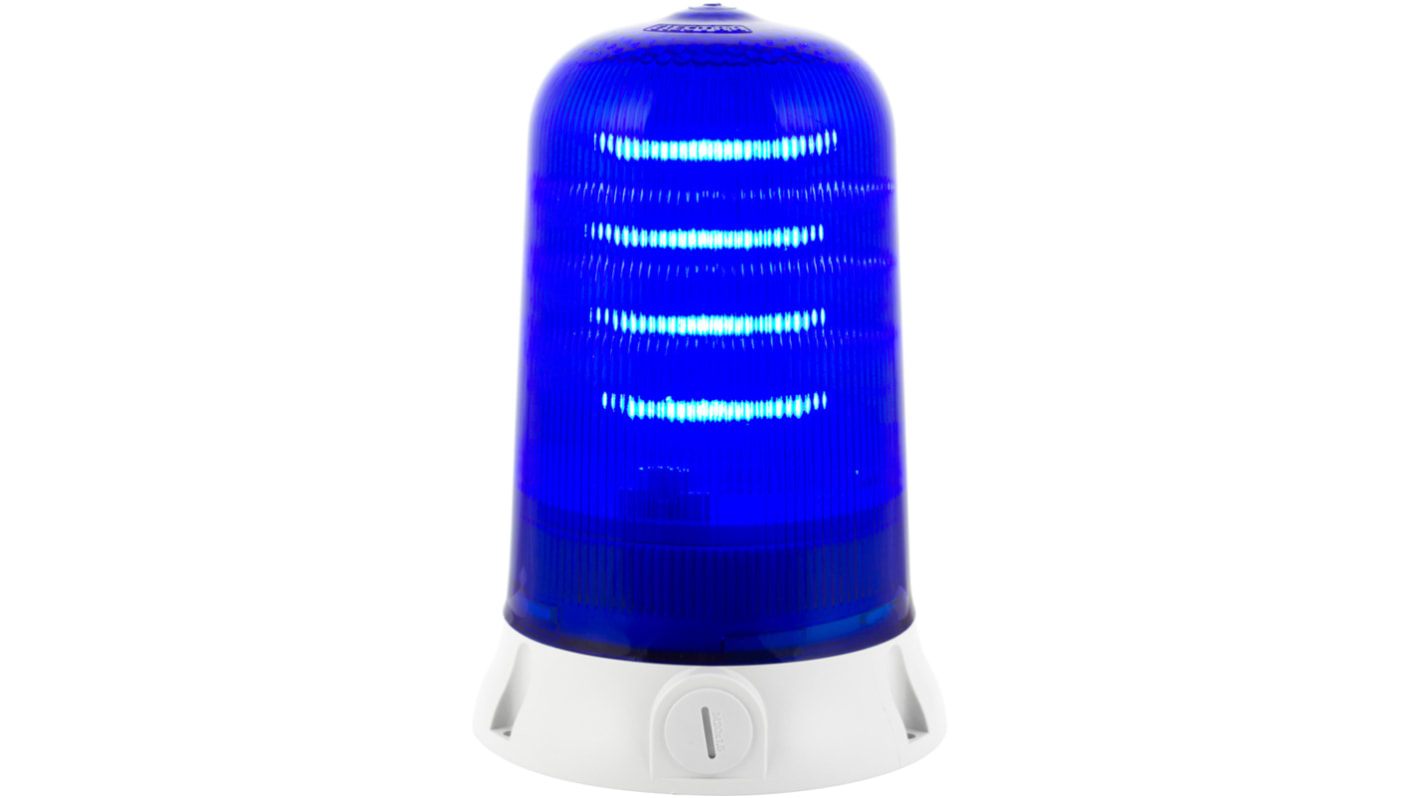 Indicador luminoso RS PRO, efecto Intermitente, Giratorio, Constante, LED, Azul, alim. 12 → 24 V.