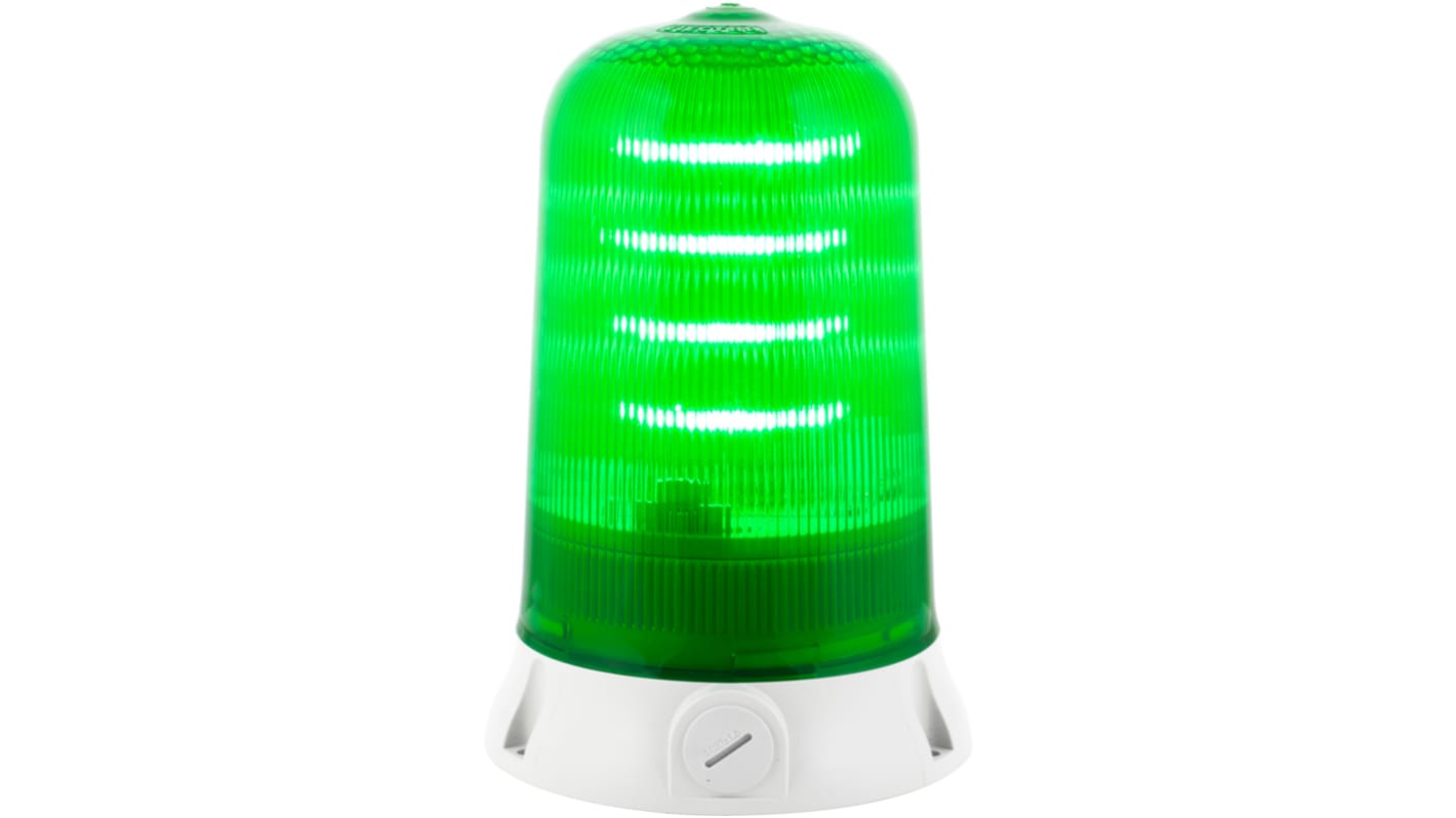 Indicador luminoso RS PRO, efecto Intermitente, Giratorio, Constante, LED, Verde, alim. 12 → 24 V.