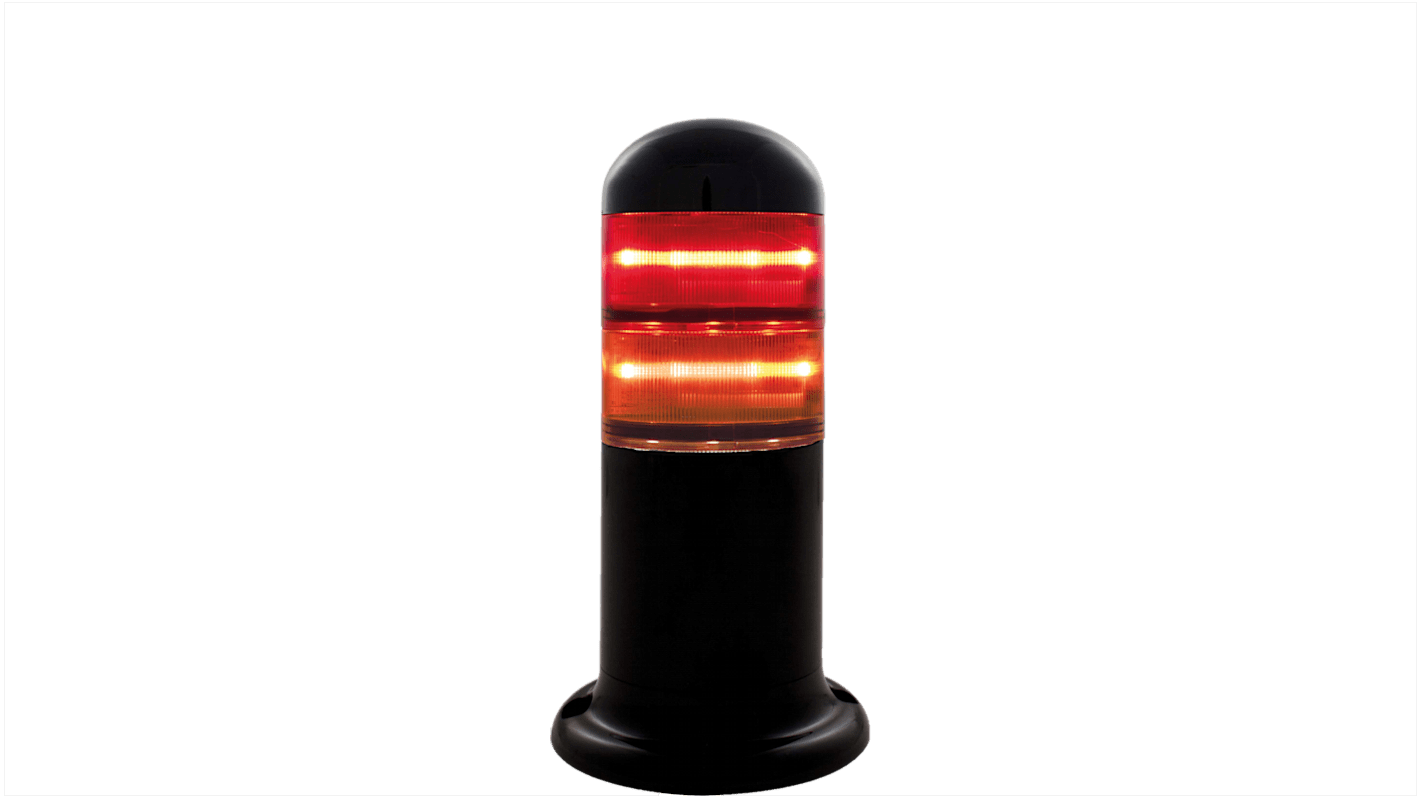 Columna de señalización RS PRO, LED, con 2 elementos Rojo/Ámbar, 120 → 240 V.