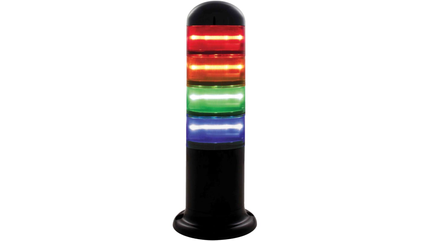 RS PRO LED Signalturm bis 4-stufig Linse Rot/Grün/Gelb/Blau + Verschiedene Lichteffekte