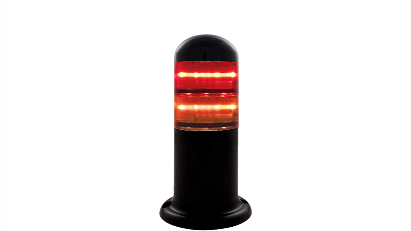 RS PRO LED Signalturm 2-stufig Linse Rot/Gelb + Verschiedene Lichteffekte