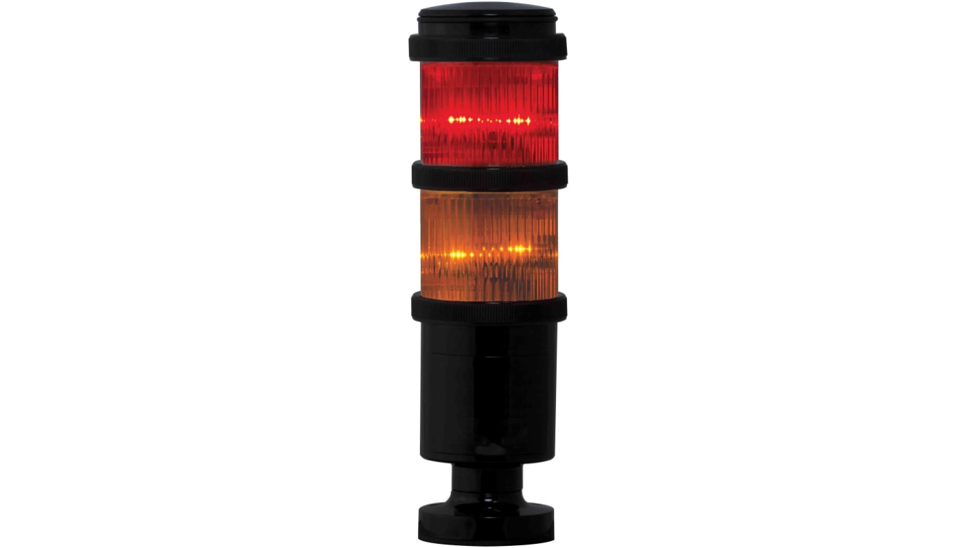 RS PRO LED Signalturm 2-stufig Linse Rot/Gelb Blitz, Dauer