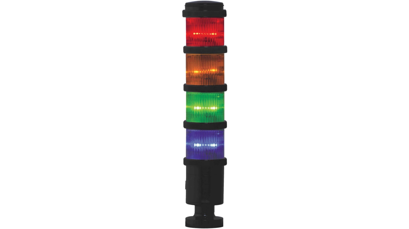 Colonnes lumineuses pré-configurées à LED Feu Flash, Fixe, Rouge / Vert / Ambre / Bleu, 24 V