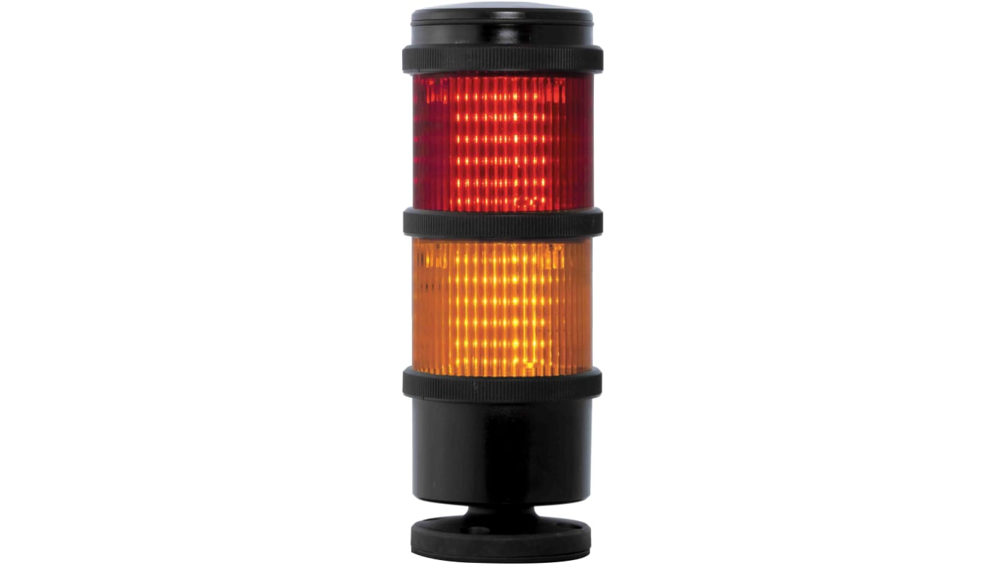 Torretta di segnalazione RS PRO, 24 V c.a./V c.c., LED, 2 elementi, lenti Rosso/Ambra