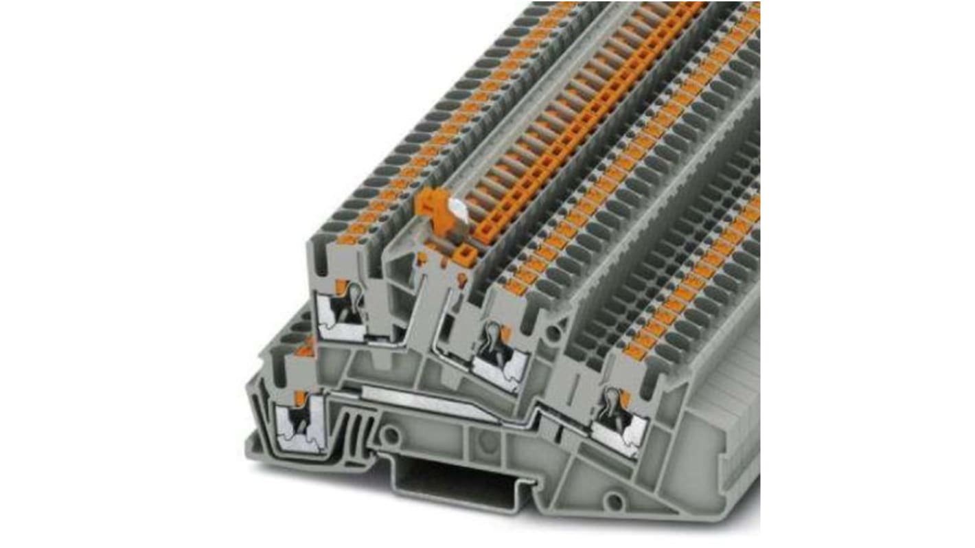Phoenix Contact PTI Series PTI 2,5-L/LTB Non-Fused Terminal Block, 4-Way, 24A, 26 → 12 AWG Wire, Push In