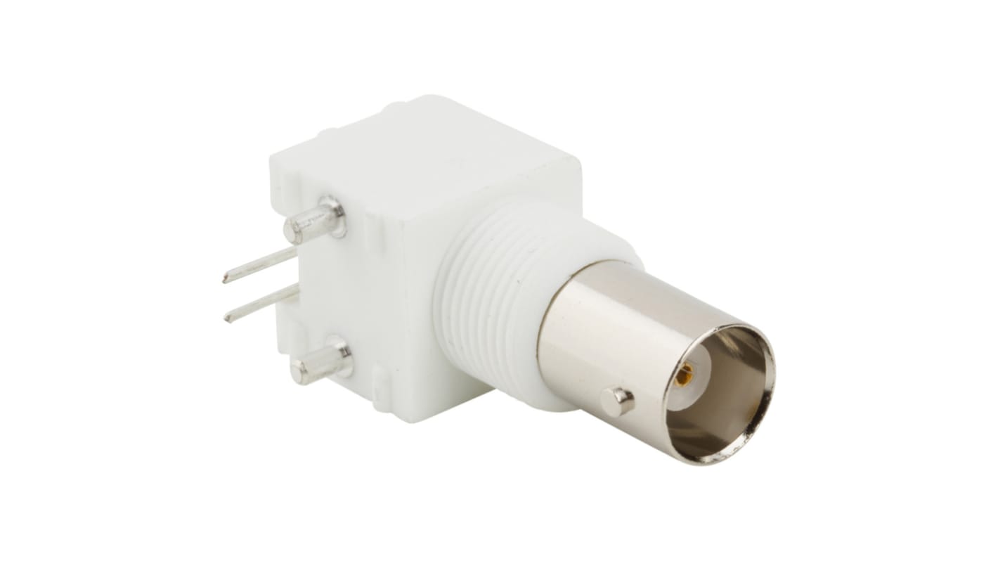 Connecteur BNC Amphenol RF Femelle Droit, raccordement Fût à souder 50Ω Montage sur CI