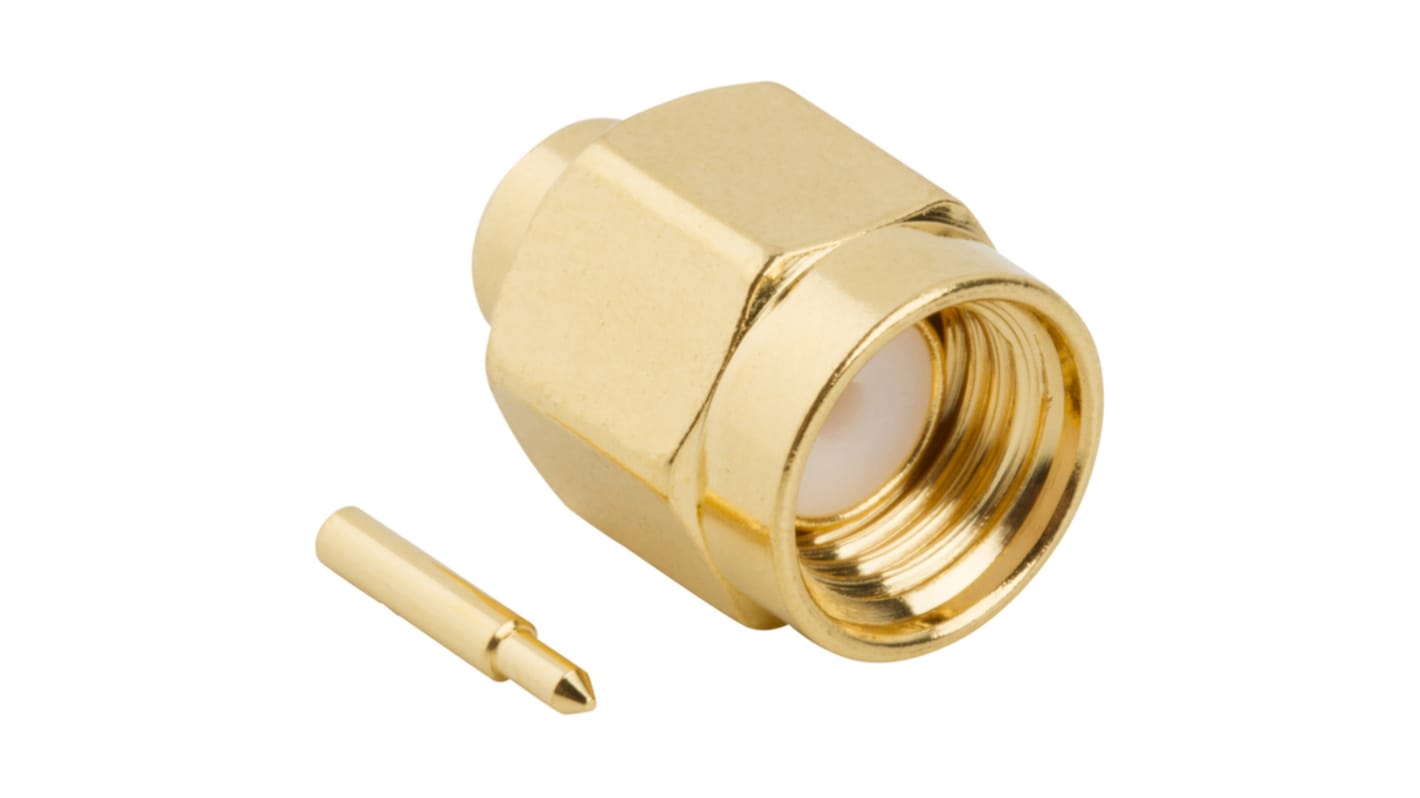 Conector coaxial Amphenol RF 132102, Macho, Recto, Impedancia 50Ω, Montaje de Cable, Terminación de Soldador, Oro