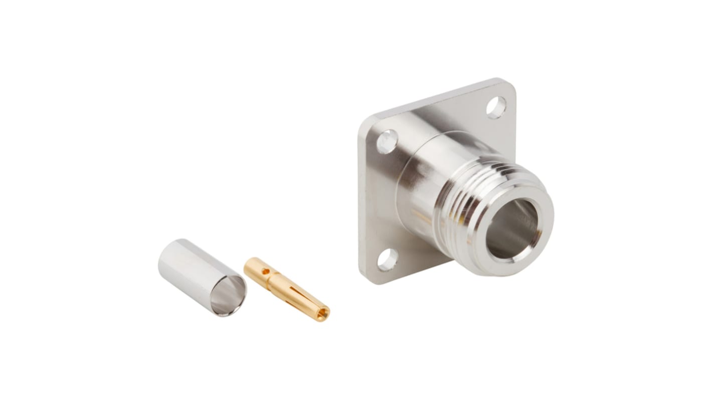 Amphenol RF 172175 Series, jack Flange Mount N Connector, 50Ω, Crimp Termination, Straight Body