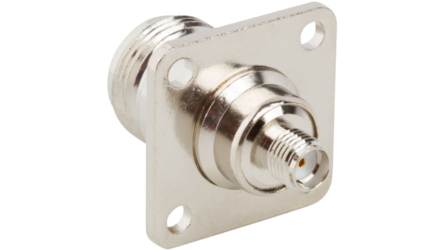 Adapter, N Jack to SMA Jack, 4-Hole Flan