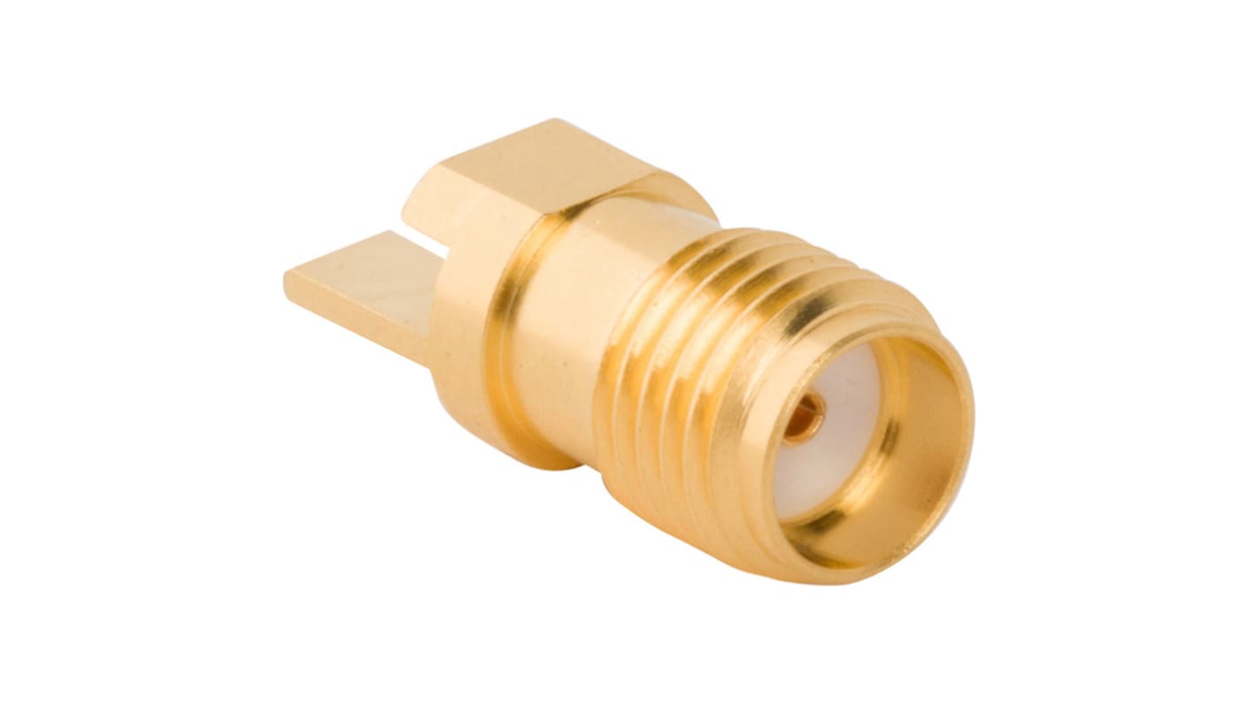 Conector coaxial Amphenol RF 901-10511-2, Hembra, Recto, Impedancia 50Ω, Montaje de Reborde, Oro