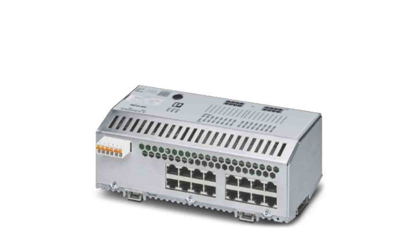 Phoenix Contact DIN Rail Mount Ethernet Switch, 16 RJ45 Ports, 100Mbit/s Transmission, 24V dc