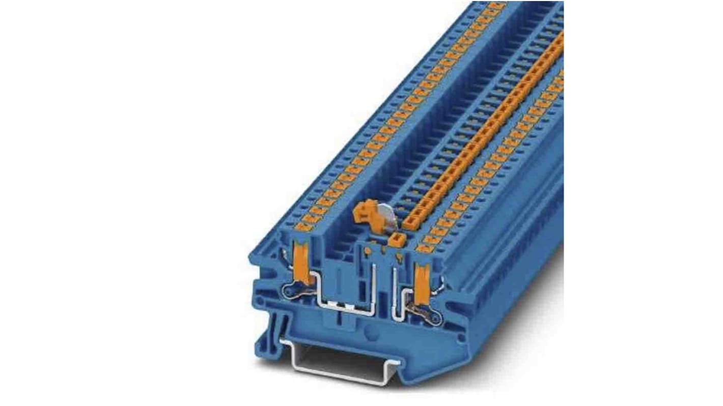 Phoenix Contact PTV Series Blue Knife Disconnect Terminal Block, Push In Termination