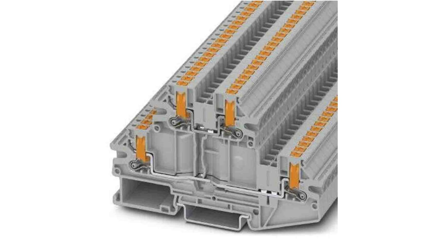 Phoenix Contact PTV Series Grey Double Level Terminal Block, Push In Termination