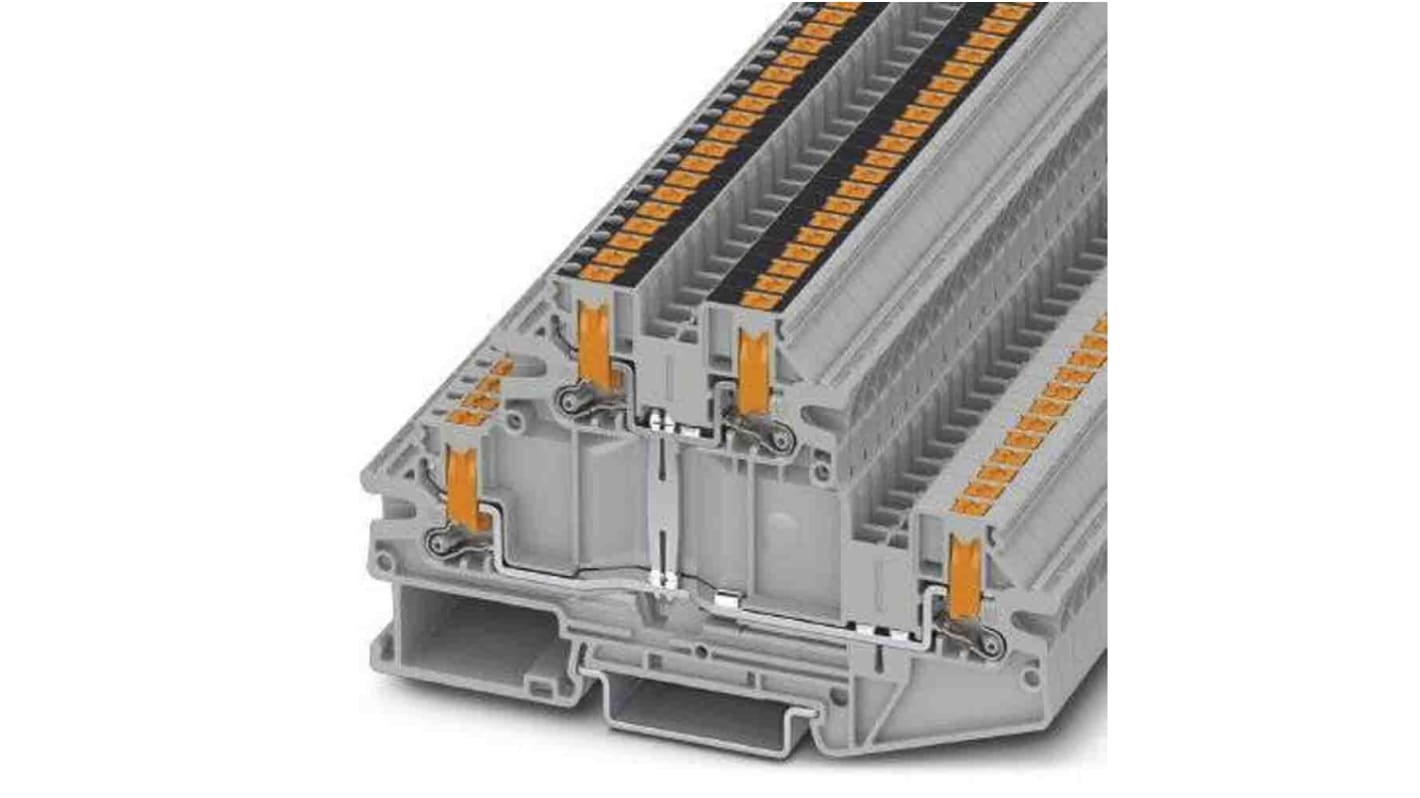 Phoenix Contact PTV Series Grey Double Level Terminal Block, Push In Termination