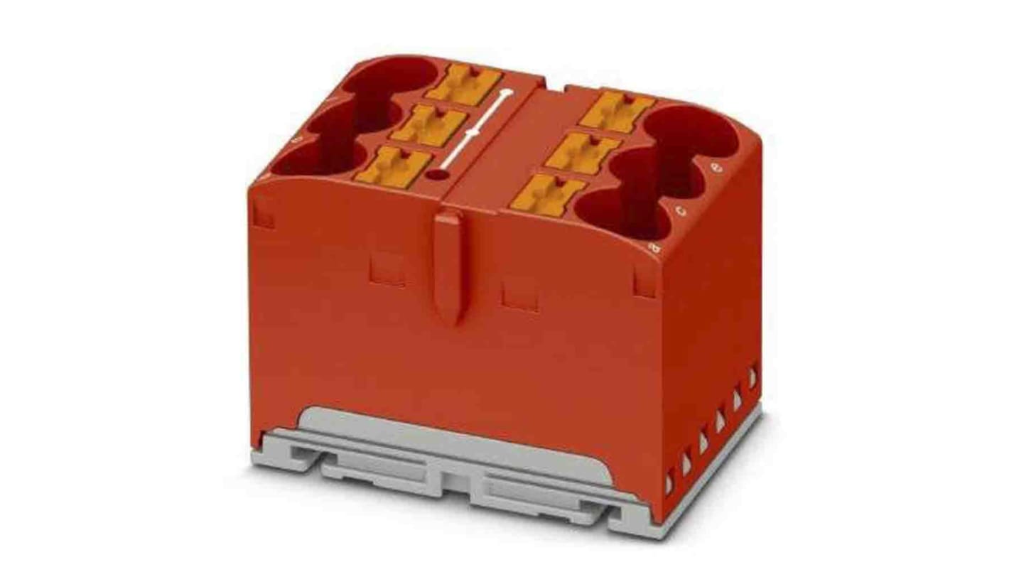 Phoenix Contact Distribution Block, 6 Way, 57A, 450 V, Red