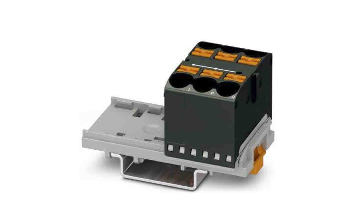 Phoenix Contact Distribution Block, 6 Way, 90A, 800 V, Black