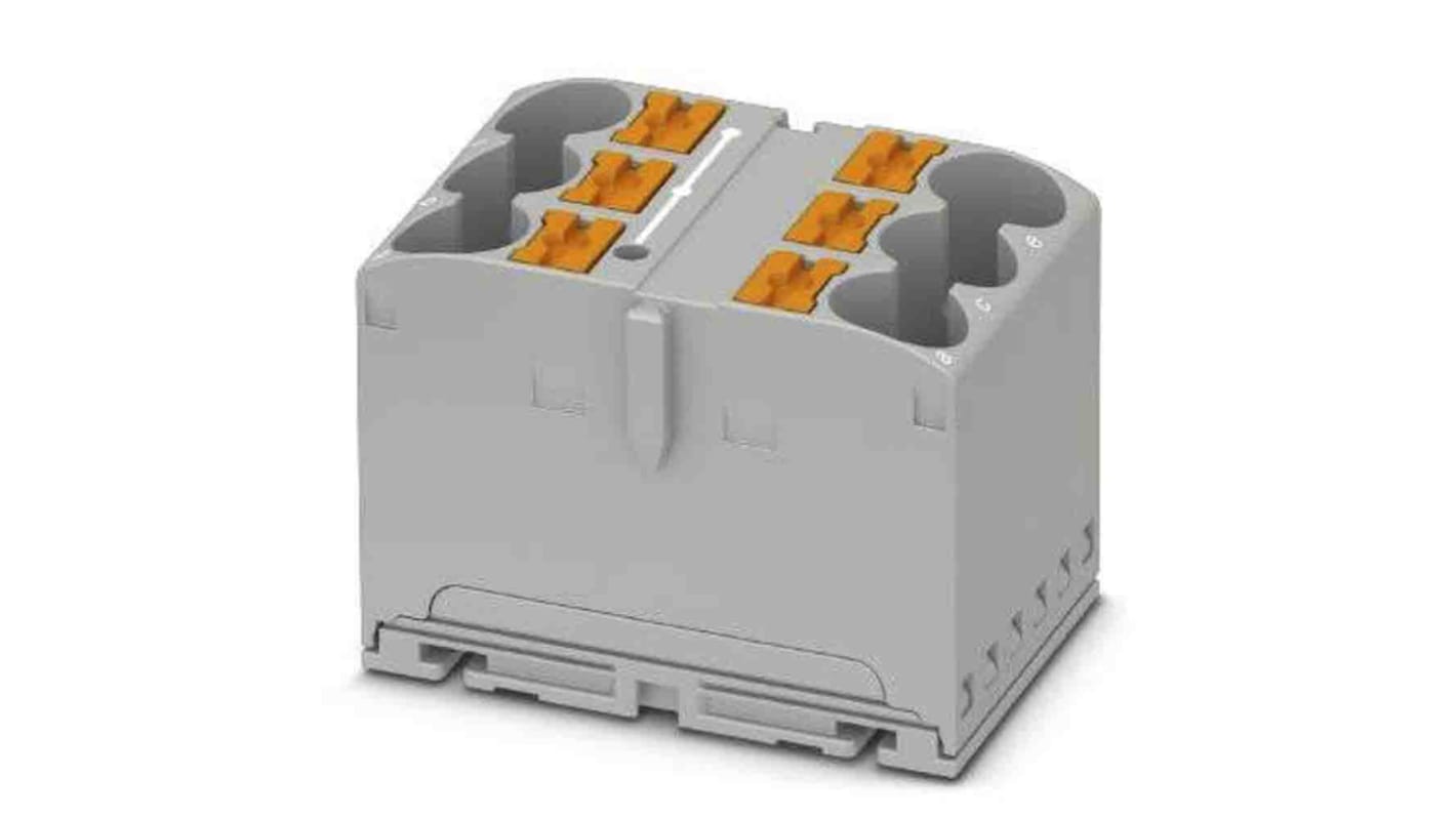 Phoenix Contact Distribution Block, 6 Way, 57A, 450 V, Grey