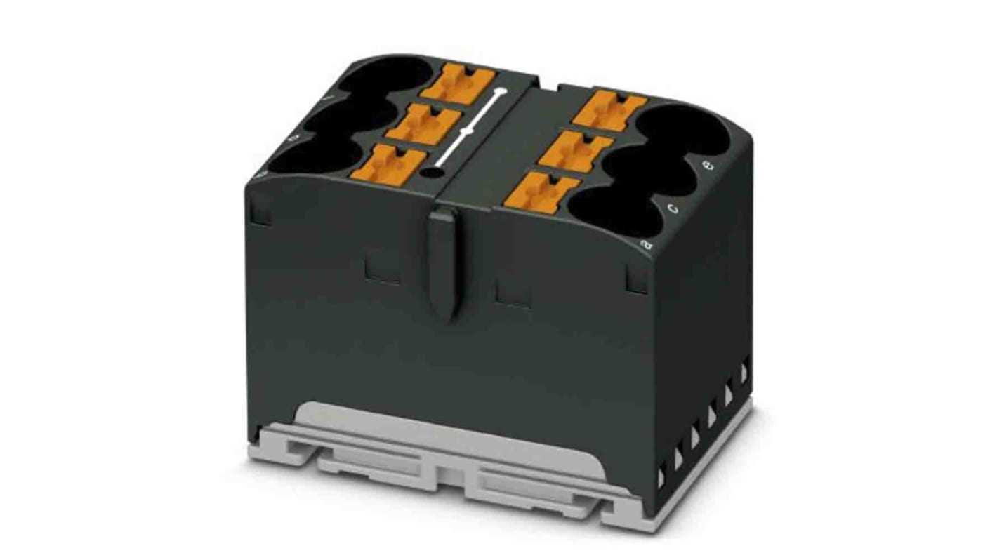 Phoenix Contact Distribution Block, 6 Way, 57A, 450 V, Black