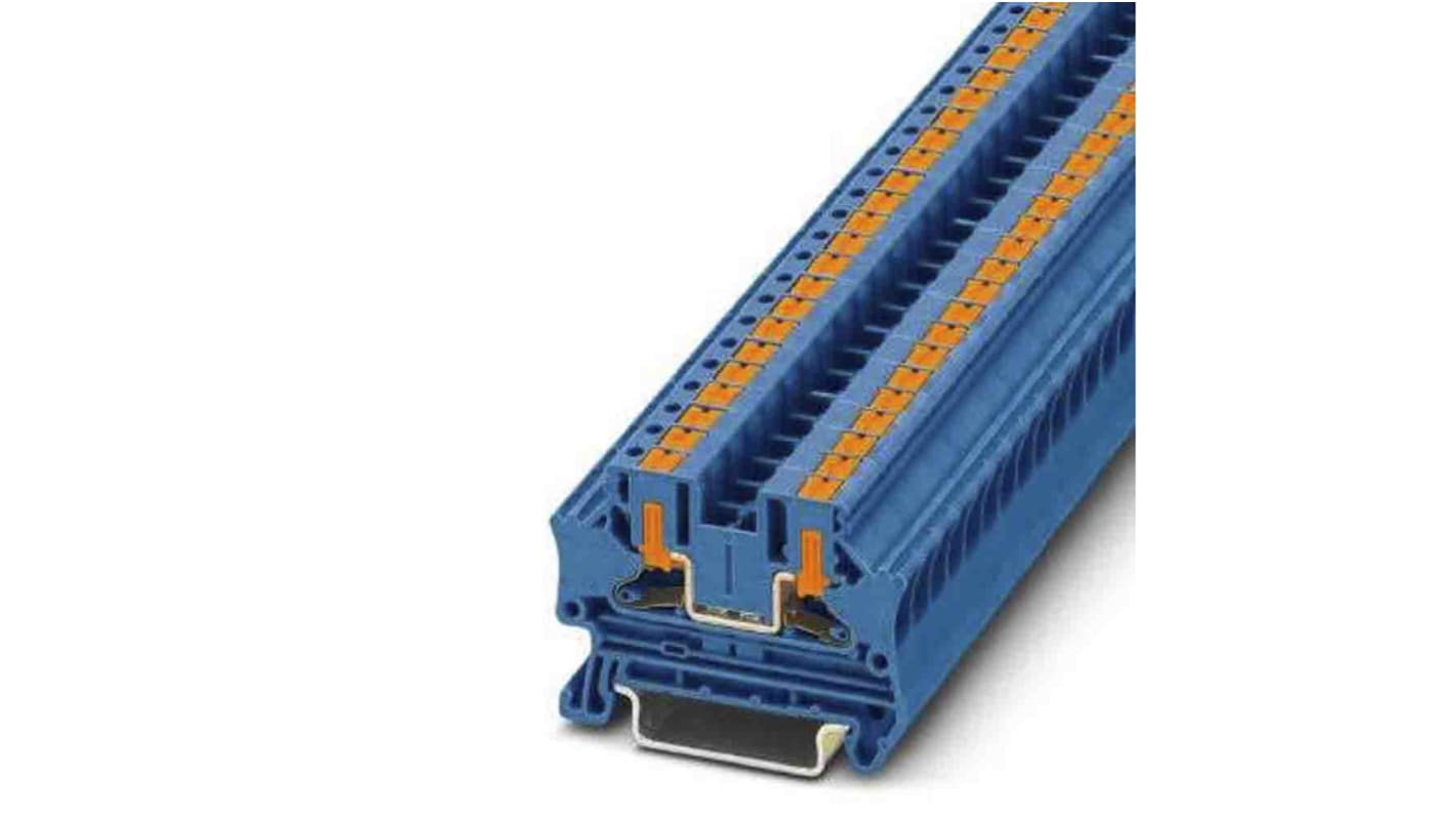 Phoenix Contact PTV Series Blue Feed Through Terminal Block, Push In Termination