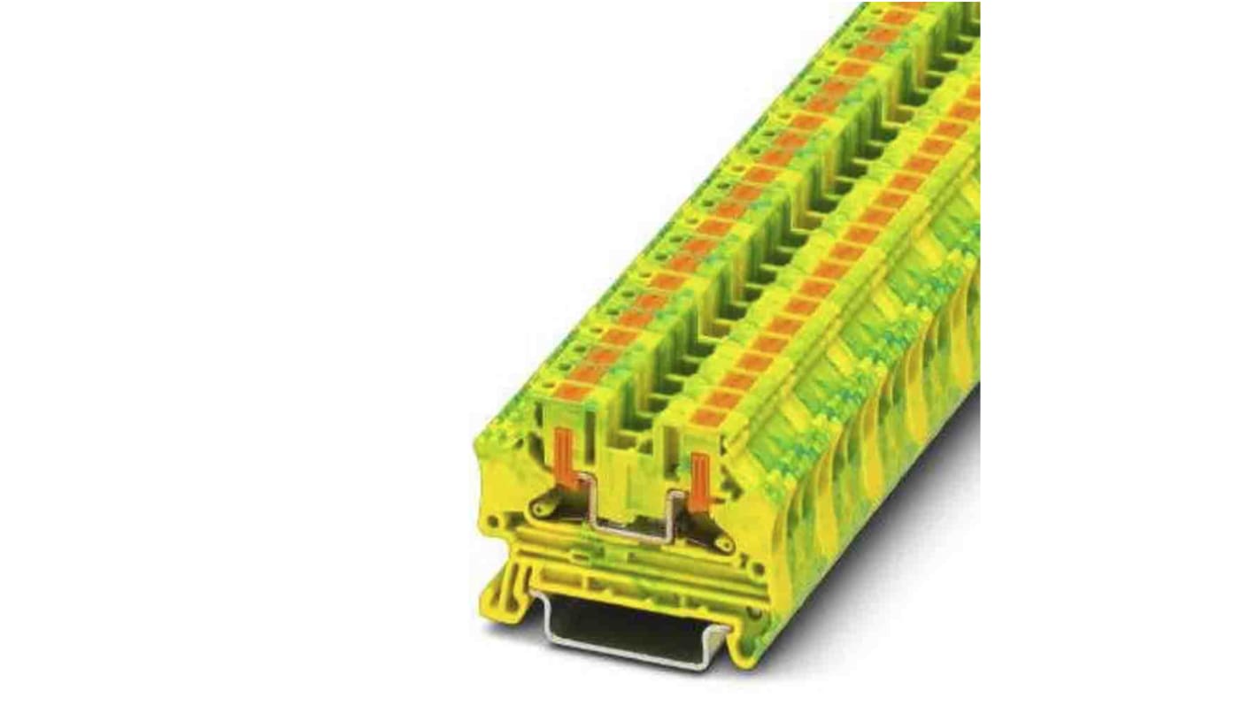 Phoenix Contact PTV Series Green/Yellow Earth Terminal Block, Push In Termination