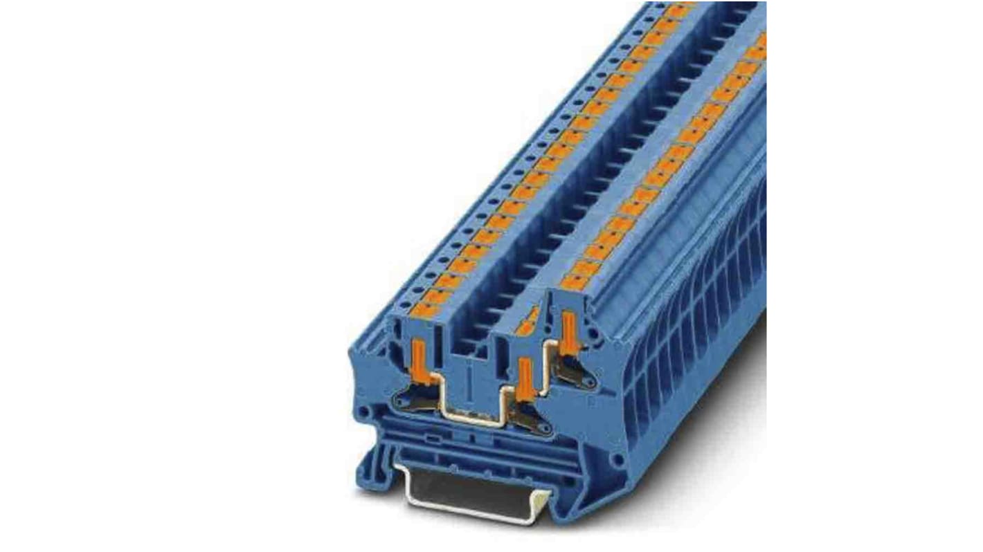 Phoenix Contact PTV Series Blue Feed Through Terminal Block, Push In Termination