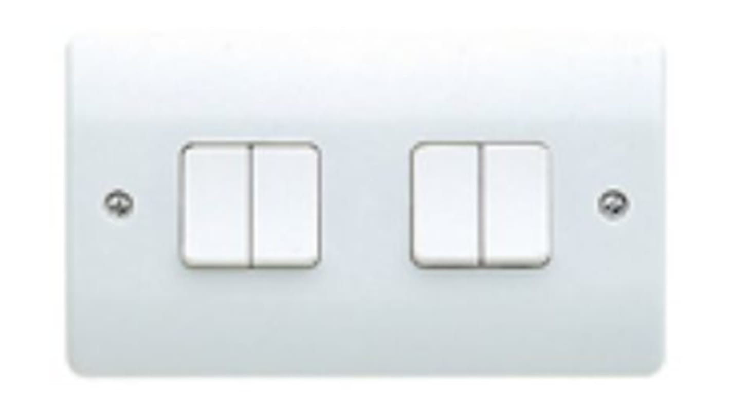 MK Electric White Rocker Light Switch, 2 Way, 4 Gang, K4874