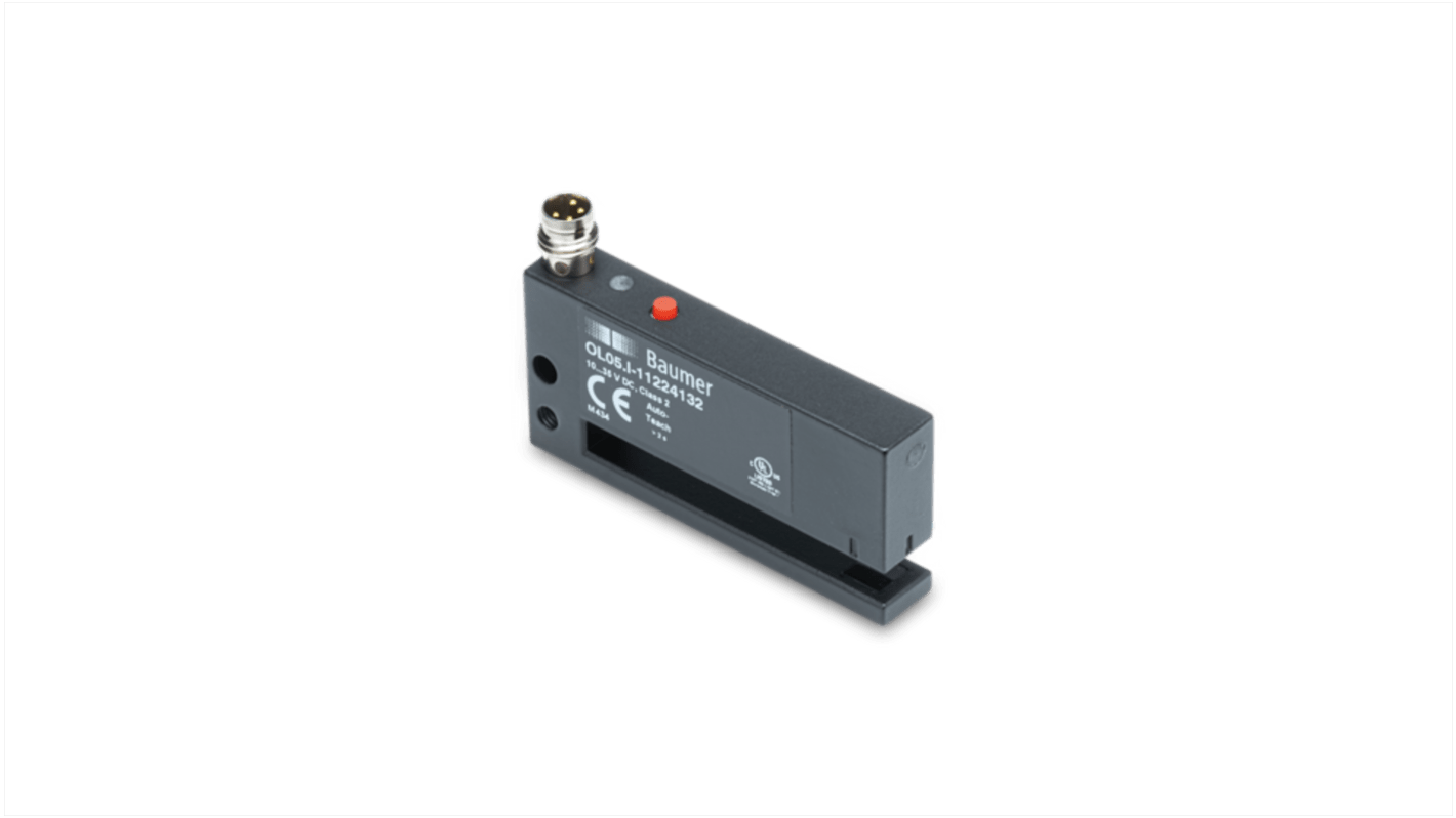 Fotocélula de horquilla Baumer Sensor de horquilla, alcance 5 mm, salida EMPUJE/TIRE, Conector de M8 4 clavijas, IP67