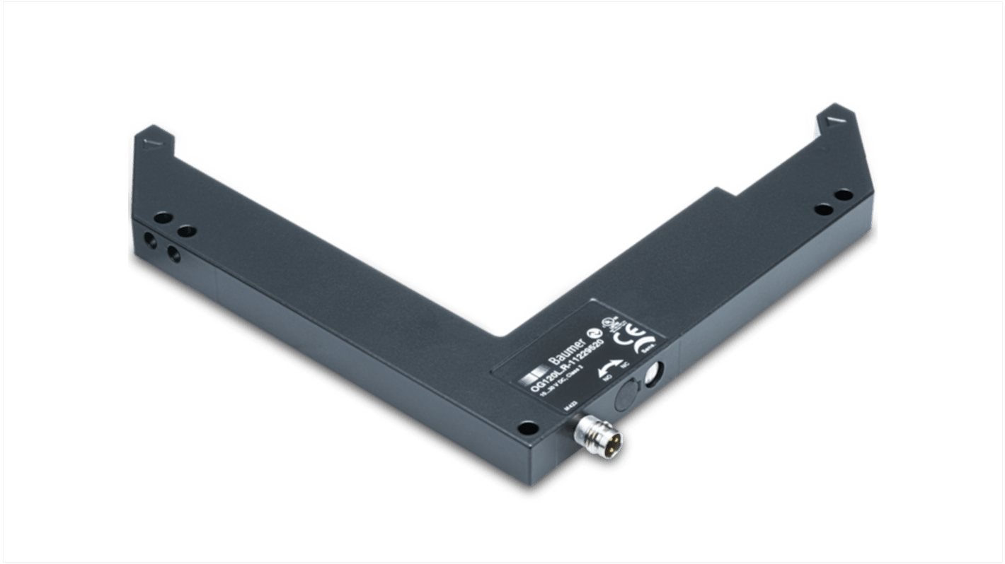 Fotocélula de horquilla Baumer Sensor de horquilla, alcance 158 mm, salida EMPUJE/TIRE, Conector de M8 3 clavijas, IP67