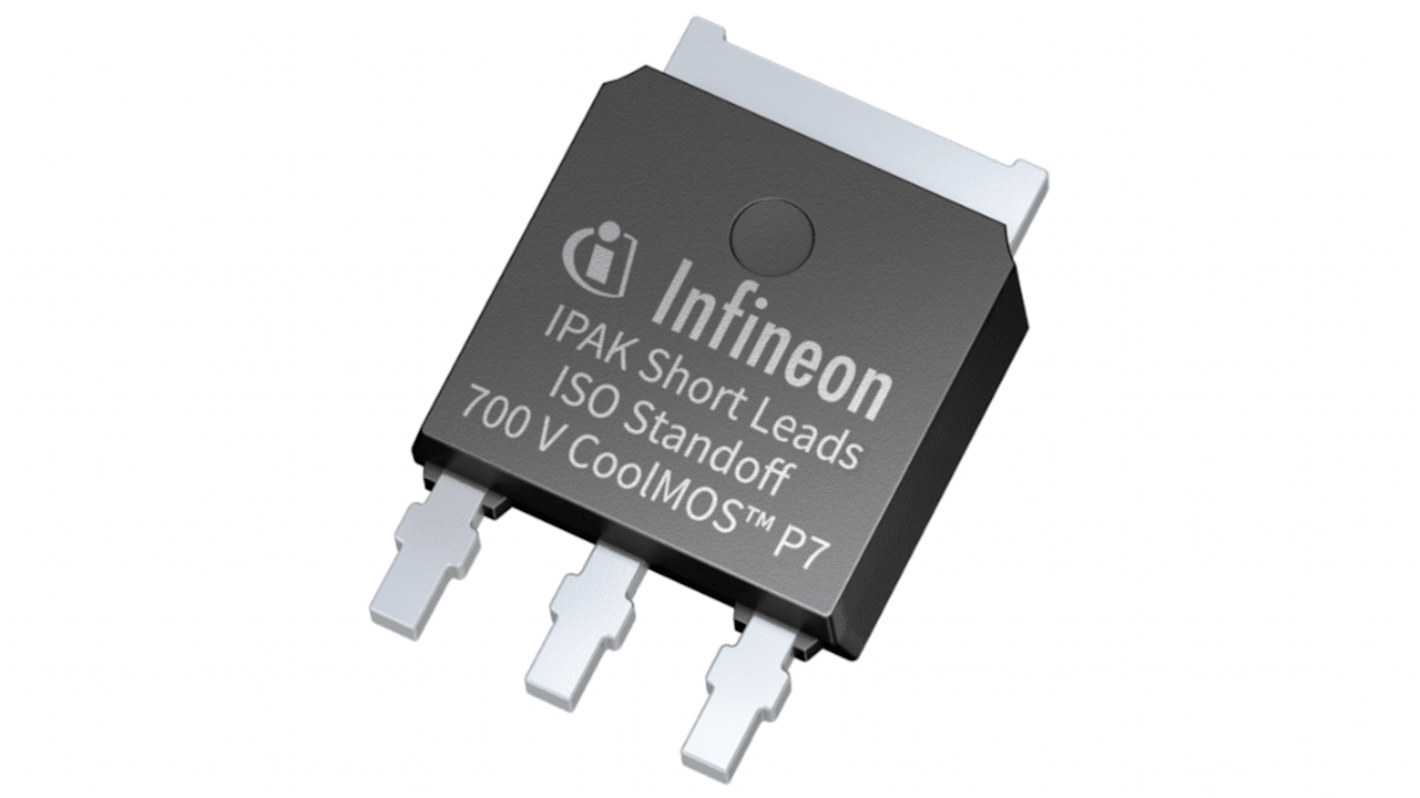 Transistor MOSFET & Diodo Infineon IPSA70R2K0P7SAKMA1, VDSS 700 V, ID 5,7 A, IPAK (TO-251) de 3 pines