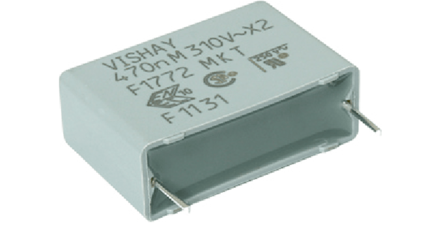 Condensador de película Vishay, 1μF, ±10%, 310V ac, Montaje en orificio pasante