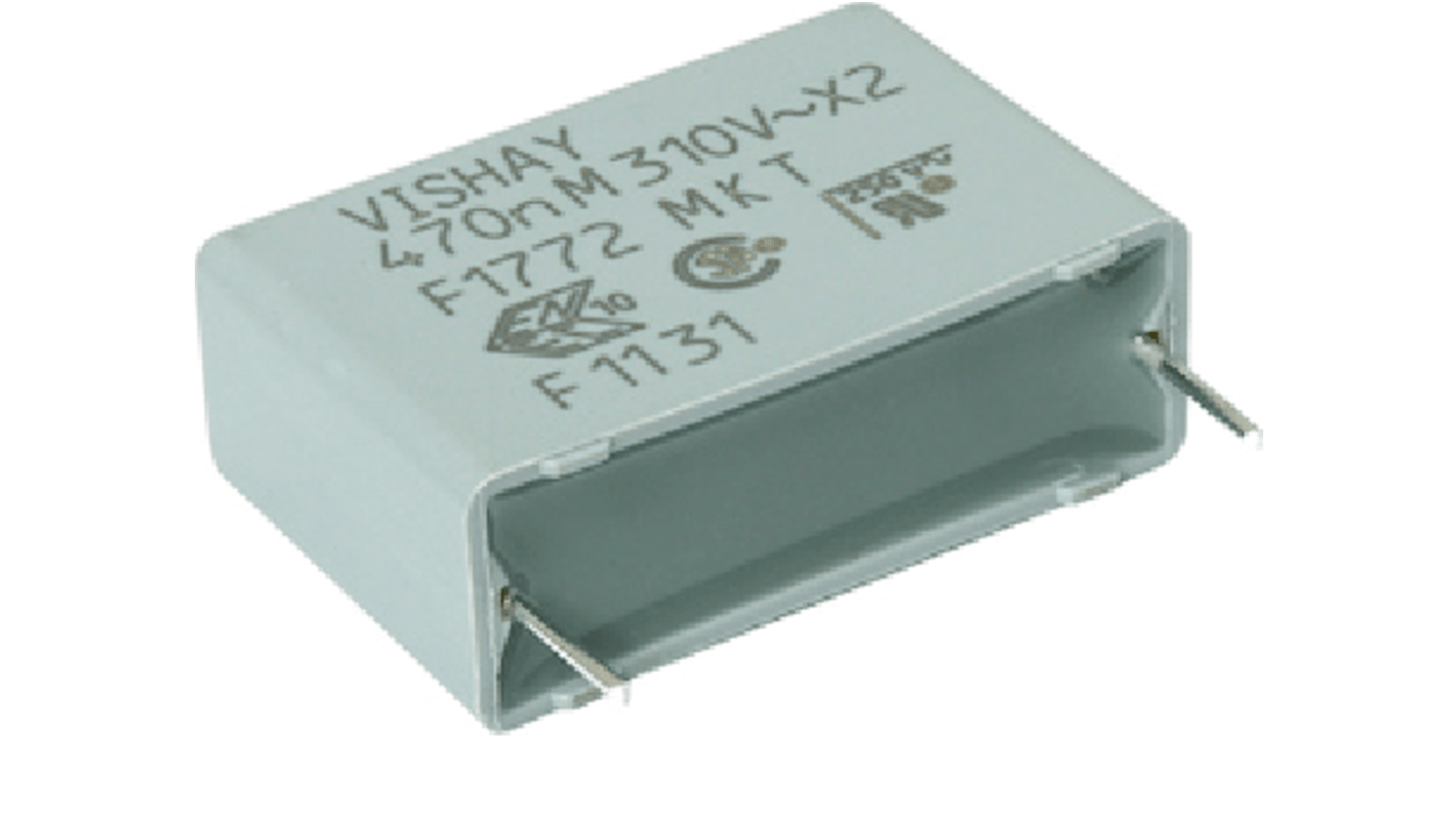 Vishay F1772 Polyester Film Capacitor, 310V ac, ±10%, 1μF, Through Hole