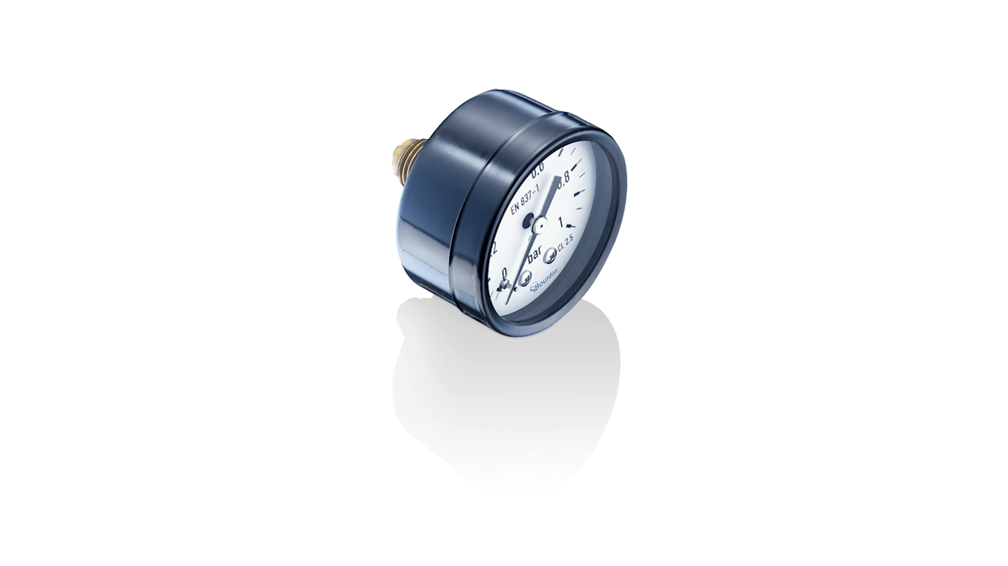 Bourdon G 1/4 Analogue Pressure Gauge 1bar Back Entry, MAT2-F20.B15, 0bar min.