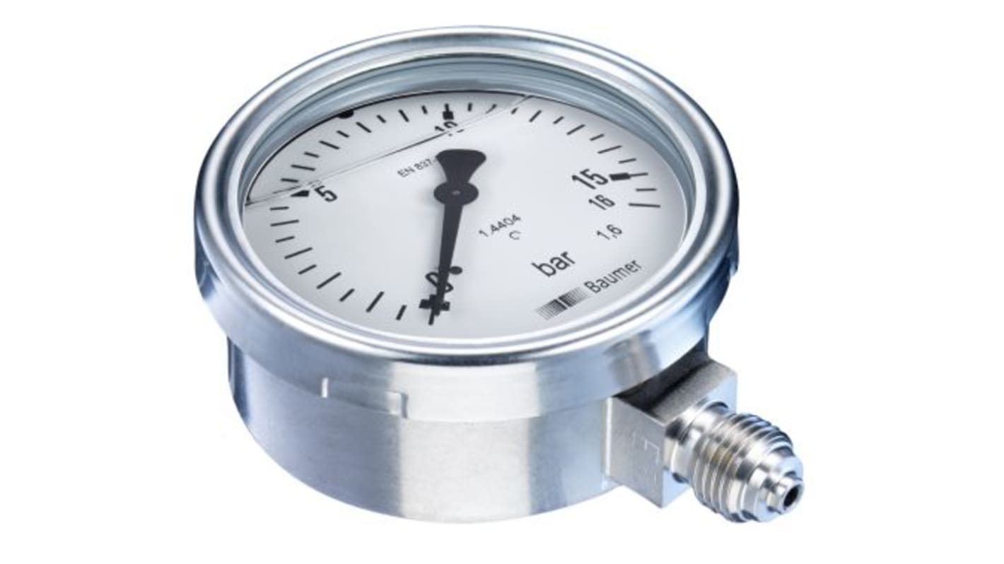 Bourdon G 1/4 Analogue Pressure Gauge 1.6bar Bottom Entry, MEX3-D21.B16, 0bar min.