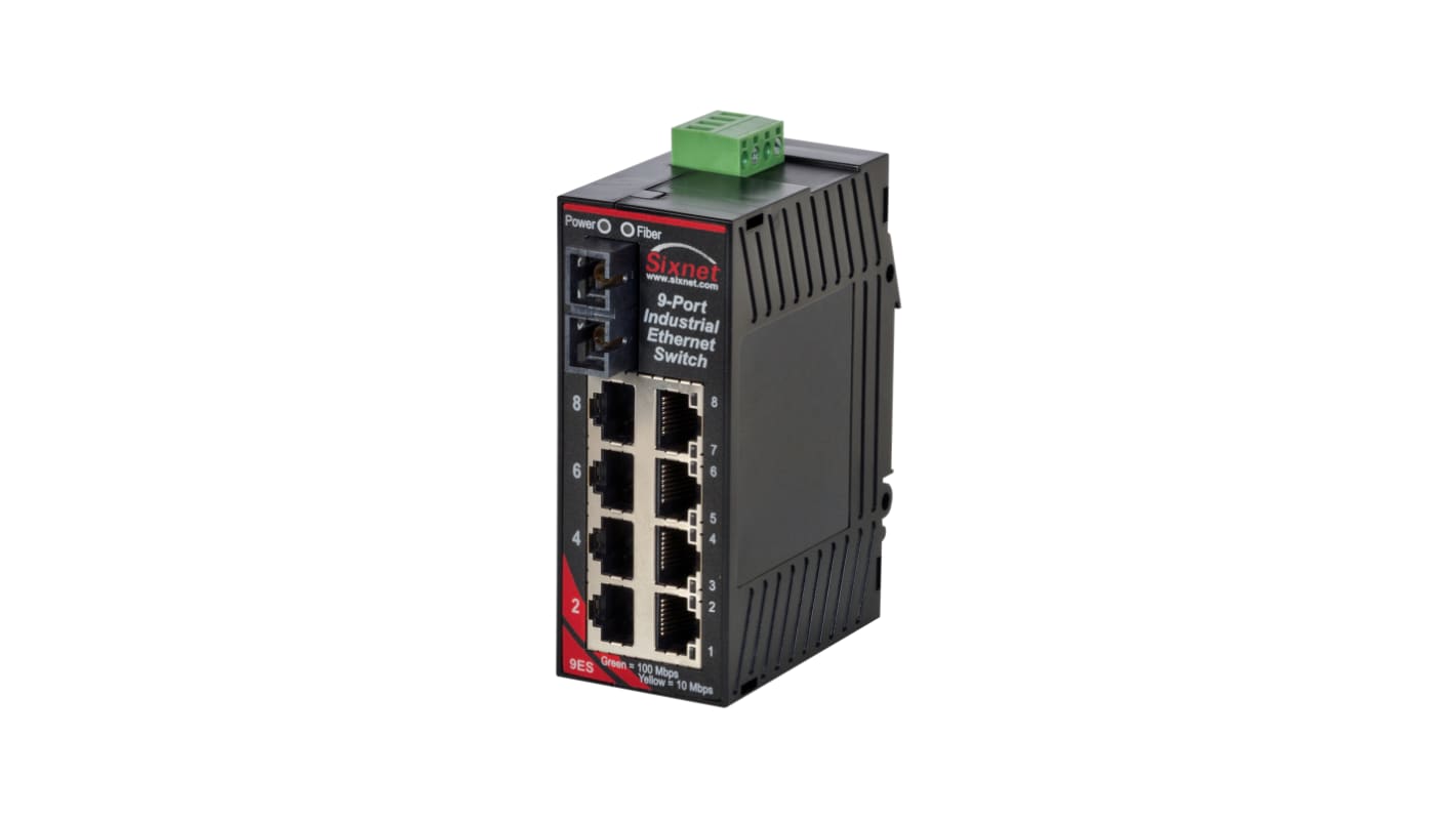 Red Lion SL-9ES Series DIN Rail Mount Ethernet Switch, 8 RJ45 Ports, 10 → 30V dc