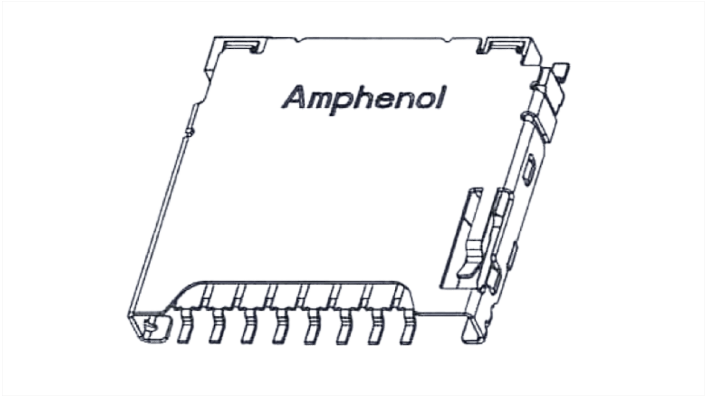 Connettore scheda Micro SD Amphenol ICC Femmina, 8 vie, 1 file