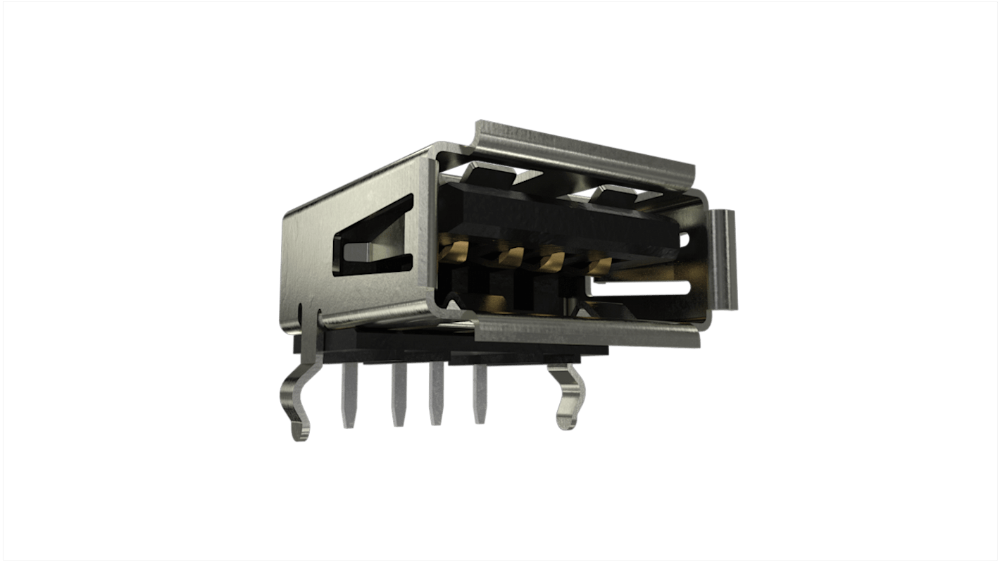 Connecteur USB 2.0 A Femelle Amphenol ICC 4 ports, Montage en surface, Angle droit, série UE27