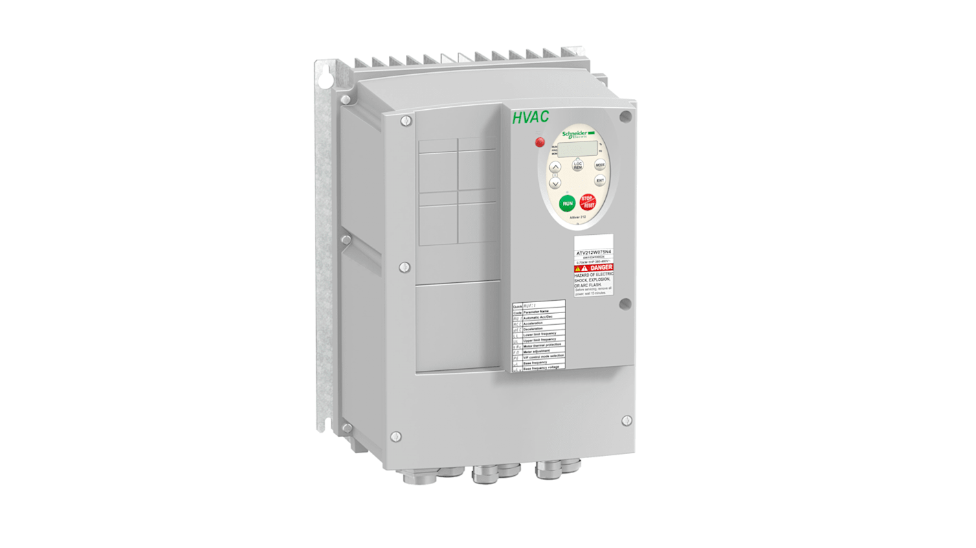 Variateur de vitesse Schneider Electric Altivar 212, 0,75 kW 480 V 3 phases, 1,4 A, 1,7 A., 0.5 → 200Hz